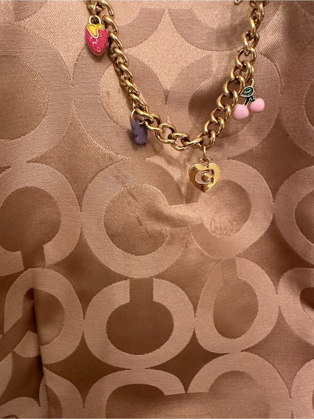 Coach Madison Op Art Tan Signature Shoulder Bag with Gold Hardware - Picture 7 of 10